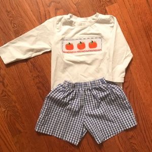 Smocked Pumpkin Short Set Cecil and Lou